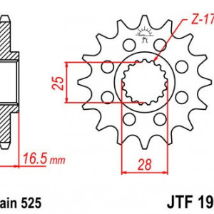 Pinion fata JT JTF 1904-15 15T, 525