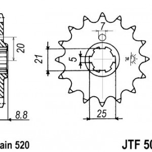 Pinion fata JT JTF 507-15 15T, 520