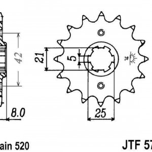 Pinion fata JT JTF 575-14 14T, 520