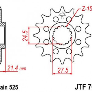 Pinion fata JT JTF 709-16RB 16T, 525 rubber cushioned