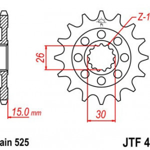 Pinion fata JT JTF 404-17RB 17T, 525 rubber cushioned