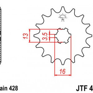 Pinion fata JT JTF 428-16 16T, 428