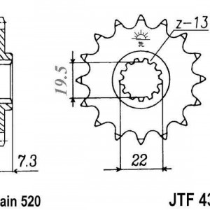 Pinion fata JT JTF 434-16 16T, 520