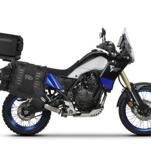 Set of SHAD TERRA TR40 adventure saddlebags and SHAD TERRA aluminium top case TR55 PURE BLACK, including mounting kit SHAD YAMAHA TENERE 700