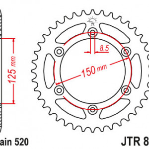 Foaie spate JT JTR 897-52SC 52T, 520 Self Cleaning Lightweight