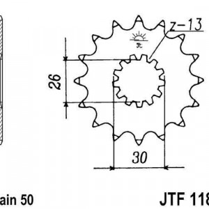 Pinion fata JT JTF 1180-19RB 19T, 530 rubber cushioned