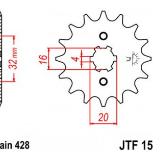 Pinion fata JT JTF 1550-15 15T, 428