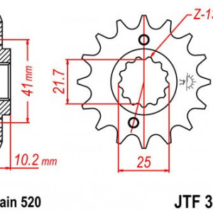 Pinion fata JT JTF 308-13 13T, 520