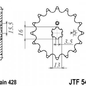 Pinion fata JT JTF 542-13 13T, 428