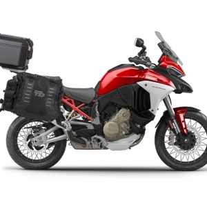 Set of SHAD TERRA TR40 adventure saddlebags and SHAD TERRA aluminium top case TR55 PURE BLACK, including mounting kit SHAD DUCATI MULTISTRADA 1200 V4