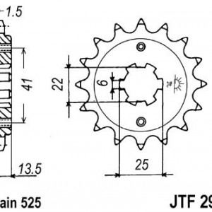 Pinion fata JT JTF 293-16 16T, 525