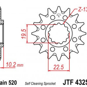 Pinion fata JT JTF 432-15SC 15T, 520 Self Cleaning Lightweight