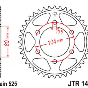 Foaie spate JT JTR 1489-41ZBK 41T, 525 Black Zinc