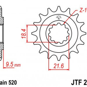 Pinion fata JT JTF 285-14 14T, 520