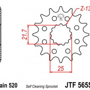 Pinion fata JT JTF 565-14SC 14T, 520 Self Cleaning Lightweight