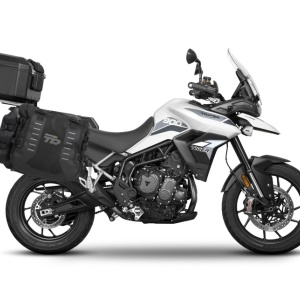 Set of SHAD TERRA TR40 adventure saddlebags and SHAD TERRA aluminium top case TR55 PURE BLACK, including mounting kit SHAD TRIUMPH TIGER 900/GT/RALLY
