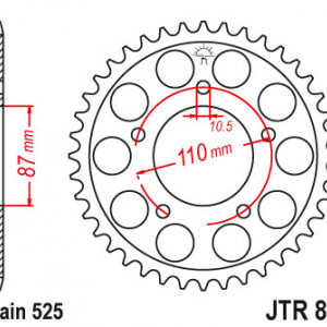 Foaie spate JT JTR 807-45ZBK 45T, 525 Black Zinc