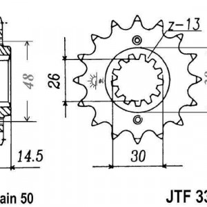 Pinion fata JT JTF 339-16RB 16T, 530 rubber cushioned