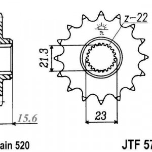 Pinion fata JT JTF 577-15RB 15T, 520 rubber cushioned