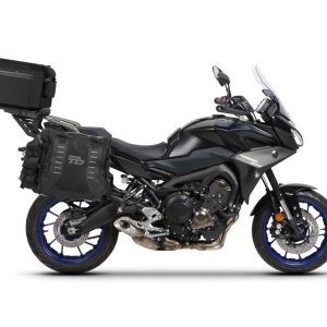 Set of SHAD TERRA TR40 adventure saddlebags and SHAD TERRA aluminium top case TR55 PURE BLACK, including mounting kit SHAD YAMAHA TRACER 900/GT