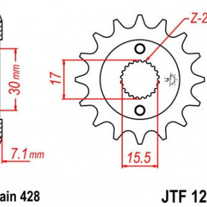 Pinion fata JT JTF 1257-15 15T, 428