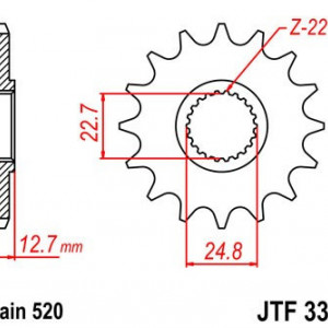 Pinion fata JT JTF 3323-24 24T, 520