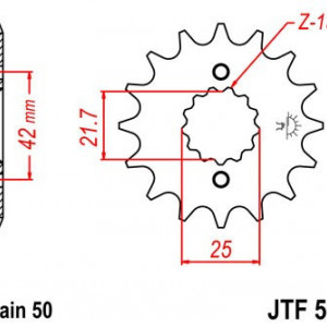 Pinion fata JT JTF 513-14 14T, 530