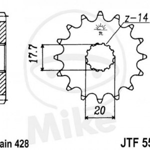 Pinion fata JT JTF 558-14 14T, 428