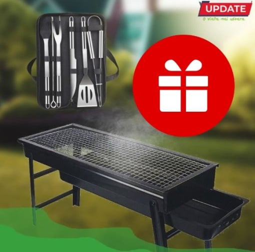Grătar Portabil Compact + Set Ustensile CADOU!