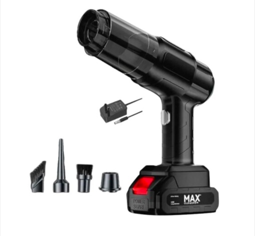 Aspirator de Mana Auto Teno1570, 6 in 1, aspirare, suflare, vidare, umflare, viteza ridicata, motor puternic, autonomie mare, baterie litiu, filtru HEPA, 35000PA, 120W, negru