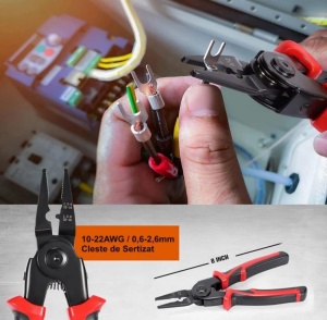 Set de clesti 5 in 1 multifunctiona, cap interschimbabil, maner ergonomic, negru/rosu - Img 2