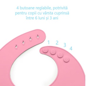 Set Hranire si Diversificare Bebelusi din Silicon BPA Free 6 Piese, Bavetica cu Buzunar, Bol cu Ventuza, Farfurie Compartimentata, Pahar cu Capac si Pai, Furculita si Lingurita Roz - Img 3
