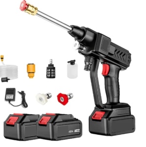 Aparat de spalat cu presiune fara fir cu 2 acumulatori, 500W, 48V, 8L/min, 30 bar, negru, accesorii si valiza inclusa, - Img 1