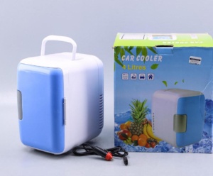 Mini Frigider Portabil Auto, Capacitate 4L, Conectare La Priza De La Masina, Pentru Vacanta, 12V, Racire si Incalzire, Priza Sau Incarcare Masina, Dimensiune 24x23x17cm - Img 1
