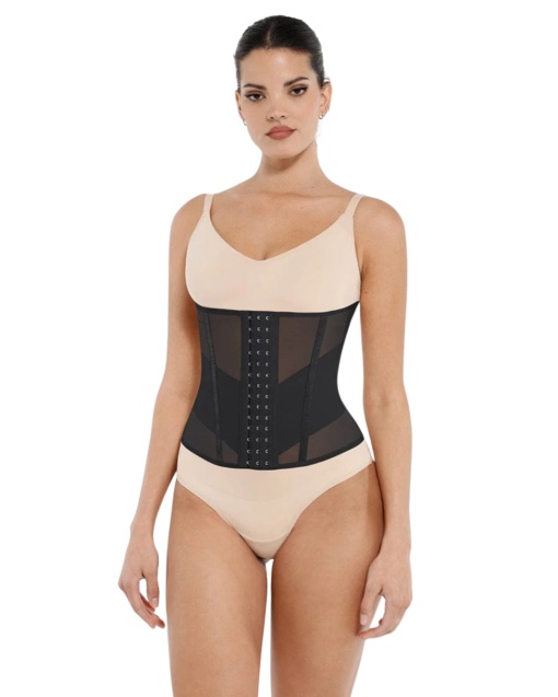 Corset Ibiza Black – cu închidere reglabilă și 7 tije pentru talie de clepsidră