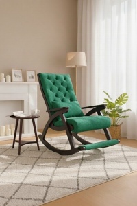 Scaun balansoar Imperial, cadru lemn, material tapiterie velur catifelat, 100 X 72 X 110 cm, Verde Smarald