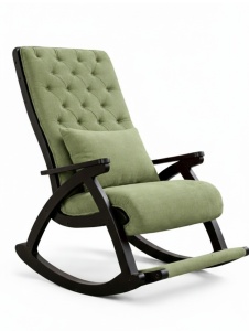 Scaun balansoar Imperial, cadru lemn, material tapiterie velur catifelat, 100 X 72 X 110 cm, Verde deschis - Img 2