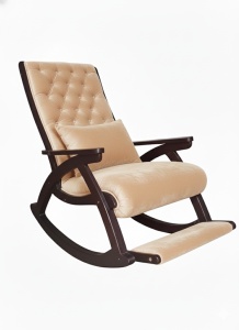 Scaun balansoar Imperial, cadru lemn, material tapiterie velur catifelat, 100 X 72 X 110 cm, Maro - Img 3