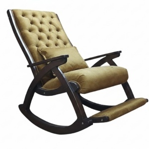 Scaun balansoar Imperial, cadru lemn, material tapiterie velur catifelat, 100 X 72 X 110 cm, Mustariu