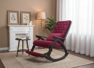 Scaun balansoar Imperial, cadru lemn, material tapiterie velur catifelat, 100 X 72 X 110 cm, Bordo - Img 2
