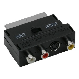 Adaptor conectare audio video, mufa SCART la RCA, S-VHS, comutator In-Out - Img 5