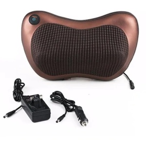 Aparat masaj tip perna relaxare electrica cu masaj cervical sau lombar, pentru gat si spate, functie de incalzire si infrarosu, cu 8 bile rotative, 20 W, 3 capete incalzire/masaj, Maro JRH® - Img 6