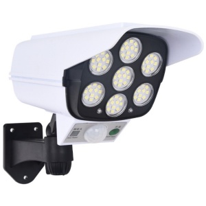 Camera falsa de supraveghere cu 77 de LED-uri, incarcare solara si senzor de miscare, Alb
