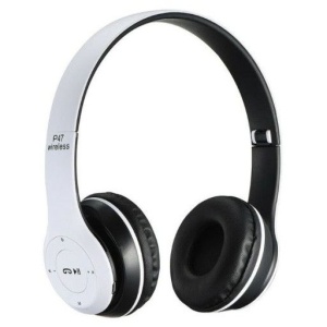 Casti audio P 47 cu Bluetooth version 4.1, Card SD microfon, Radio, Auxiliar, Alb