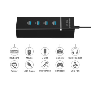 Hub USB 3.0 cu 4 porturi, 5 Gbps, led indicator, cablu 30 cm, negru K KATHODE - Img 8