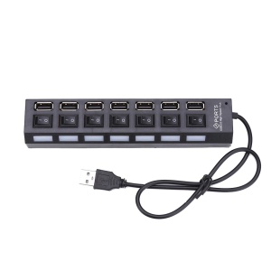 Hub USB, 7 porturi si comutatoare individuale, pana la 480 Mbps, negru - Img 3
