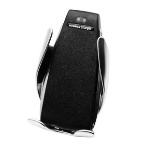 Incarcator si suport telefon Auto, BUSINESS, Automat, Wireless, Infrarosu, QI incarcare rapida, prindere in grila ventilatie, Negru - Img 2