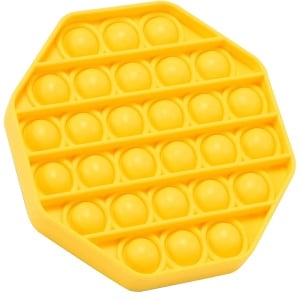 Jucarie antistres din silicon, ASKSA, Pop it now, culoare solida octogon, galben, 13 x 13 x 1.5 cm