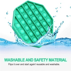 Jucarie antistres din silicon, ASKSA, Pop it now, culoare solida octogon, verde, 13 x 13 x 1.5 cm - Img 3