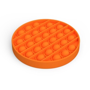 Jucarie antistres din silicon, ASKSA, Pop it now, culoare solida rotunda, portocale, 12.5 x 12.5 x 1.5 cm - Img 2